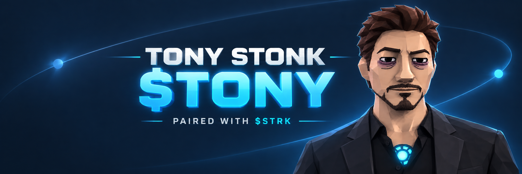 Tony Stonk $TONY banner, paired with $STRK